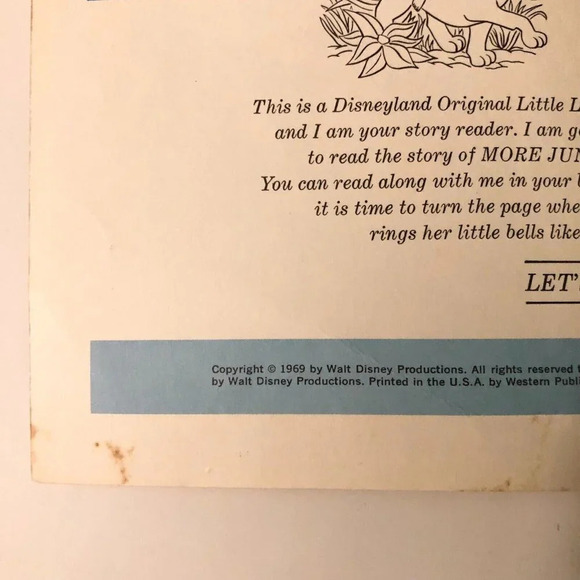 Vintage 1969 Disney More Jungle Book Baloo and Mowgli Book Only No Record - Picture 8 of 16